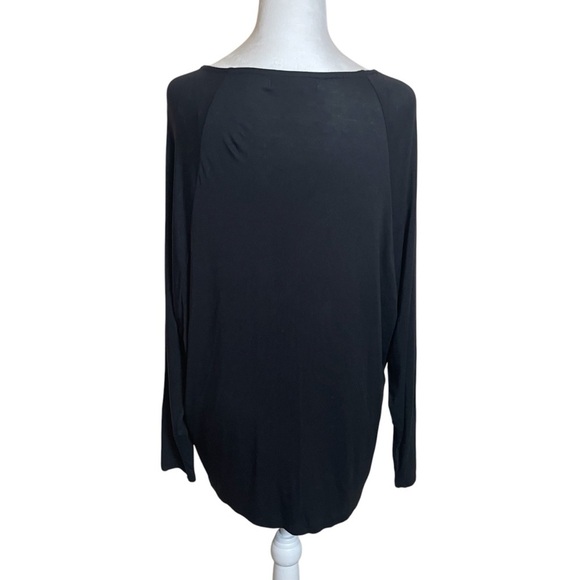 Michael Kors Black Tunic Top Gold Bar Logo Keyhole Medium Lightweight Office - Picture 4 of 11